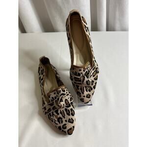 Women’s Leopard Print Pointed Toe Bow Flats Slip On Loafer Flats New EU 41